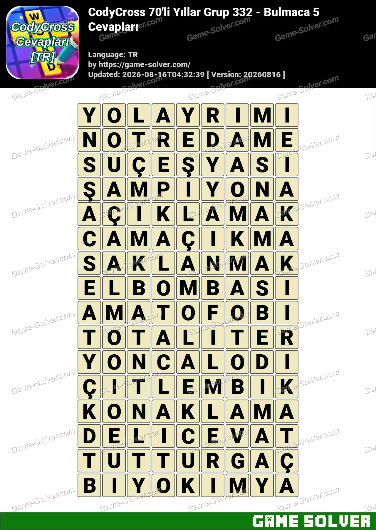 CodyCross 70’li Yıllar Grup 332 – Bulmaca 5 Cevapları